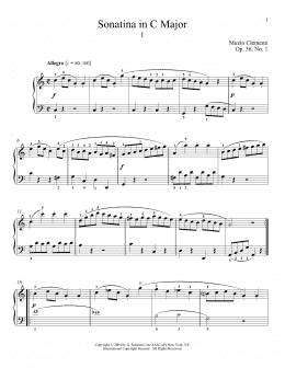 page one of Sonatina in C Major, Op. 36, No. 1 (Piano Solo)
