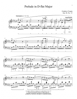 page one of Prelude In Db Major, Op. 28, No. 15 (Raindrop) (Piano Solo)