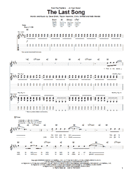 page one of The Last Song (Guitar Tab)
