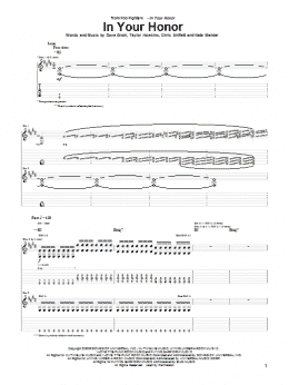 page one of In Your Honor (Guitar Tab)