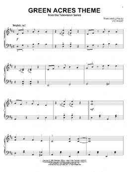 page one of Green Acres Theme (Piano Solo)