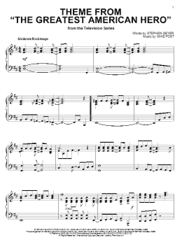 page one of Theme From "The Greatest American Hero" (Piano Solo)