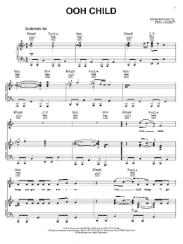 page one of Ooh Child (Piano, Vocal & Guitar Chords (Right-Hand Melody))