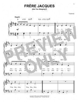 page one of Frere Jacques (Are You Sleeping?) (Easy Piano)
