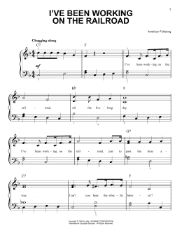 page one of I've Been Working On The Railroad (Easy Piano)