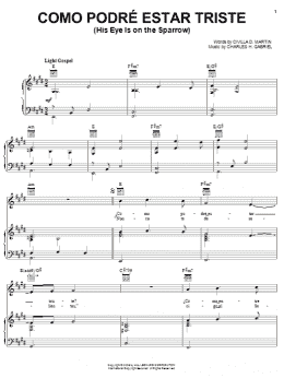 page one of Como Podre Estar Triste (His Eye Is On The Sparrow) (Piano, Vocal & Guitar Chords (Right-Hand Melody))