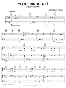 page one of Yo Me Rindo A Tí (I Surrender All) (Piano, Vocal & Guitar Chords (Right-Hand Melody))