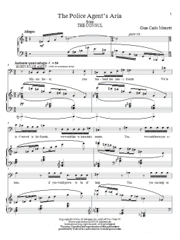 page one of The Police Agent's Aria (Piano & Vocal)