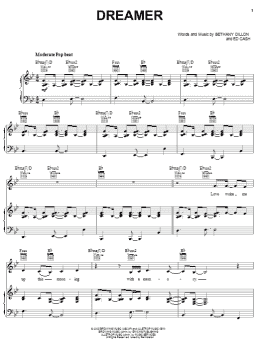 page one of Dreamer (Piano, Vocal & Guitar Chords (Right-Hand Melody))