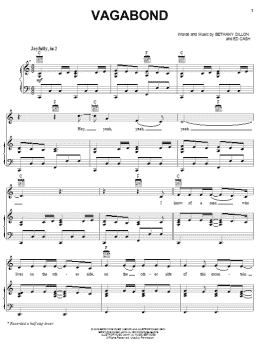 page one of Vagabond (Piano, Vocal & Guitar Chords (Right-Hand Melody))
