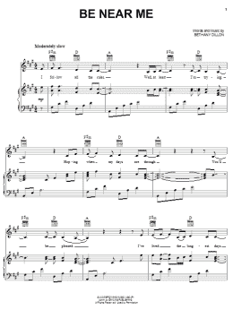 page one of Be Near Me (Piano, Vocal & Guitar Chords (Right-Hand Melody))