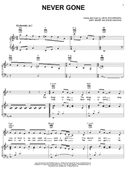page one of Never Gone (Piano, Vocal & Guitar Chords (Right-Hand Melody))