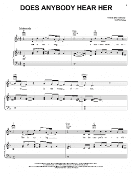 page one of Does Anybody Hear Her (Piano, Vocal & Guitar Chords (Right-Hand Melody))