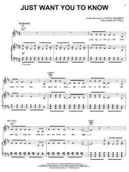page one of Just Want You To Know (Piano, Vocal & Guitar Chords (Right-Hand Melody))