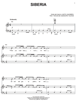 page one of Siberia (Piano, Vocal & Guitar Chords (Right-Hand Melody))