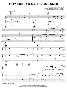 page one of Hoy Que Ya No Estas Aqui (Piano, Vocal & Guitar Chords (Right-Hand Melody))