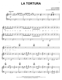 page one of La Tortura (Piano, Vocal & Guitar Chords (Right-Hand Melody))