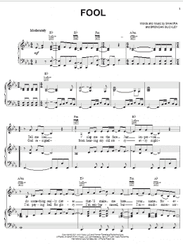 page one of Fool (Piano, Vocal & Guitar Chords (Right-Hand Melody))