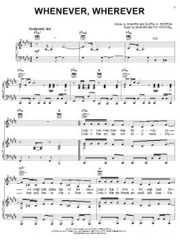 page one of Whenever, Wherever (Piano, Vocal & Guitar Chords (Right-Hand Melody))