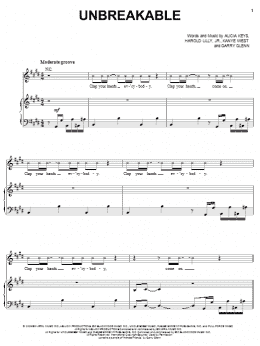 page one of Unbreakable (Piano, Vocal & Guitar Chords (Right-Hand Melody))