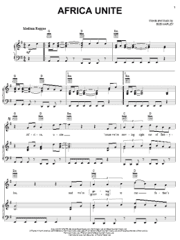 page one of Africa Unite (Piano, Vocal & Guitar Chords (Right-Hand Melody))