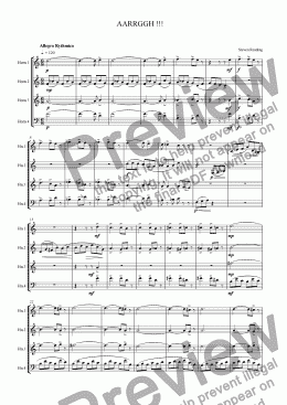 page one of Aarrgh! for Horn Quartet