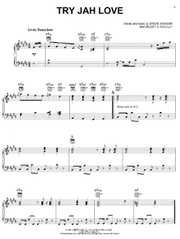 page one of Try Jah Love (Piano, Vocal & Guitar Chords (Right-Hand Melody))