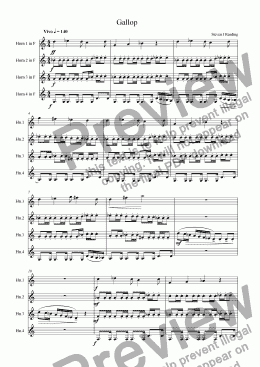 page one of Gallop for Horn Quartet