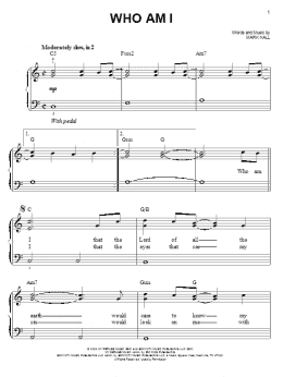 page one of Who Am I (Easy Piano)