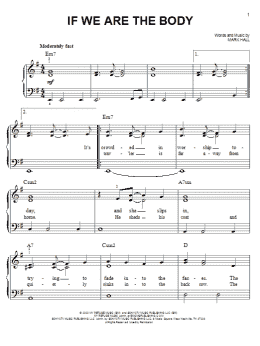 page one of If We Are The Body (Easy Piano)