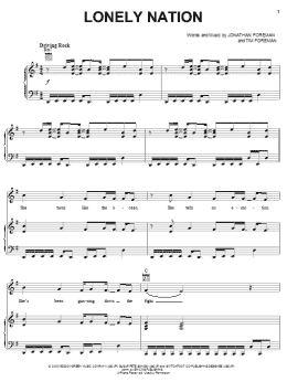 page one of Lonely Nation (Piano, Vocal & Guitar Chords (Right-Hand Melody))