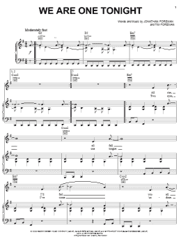page one of We Are One Tonight (Piano, Vocal & Guitar Chords (Right-Hand Melody))