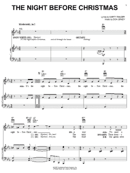 page one of The Night Before Christmas (Piano, Vocal & Guitar Chords (Right-Hand Melody))
