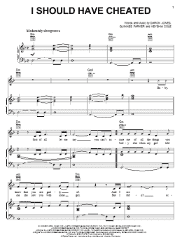 page one of I Should Have Cheated (Piano, Vocal & Guitar Chords (Right-Hand Melody))