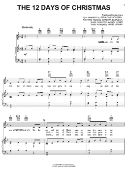 page one of The 12 Days Of Christmas [Disney version] (Piano, Vocal & Guitar Chords (Right-Hand Melody))