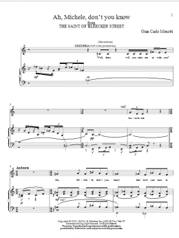 page one of Ah, Michele, Don't You Know (Piano & Vocal)