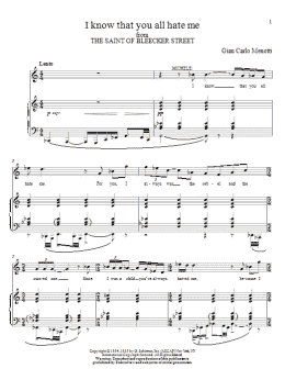 page one of I Know That You All Hate Me (Piano & Vocal)