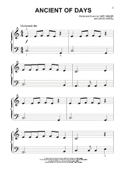 page one of Ancient Of Days (Beginning Piano Solo)