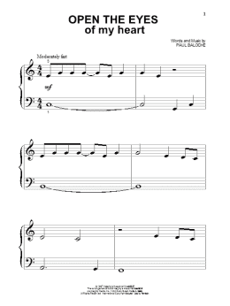 page one of Open The Eyes Of My Heart (Beginning Piano Solo)