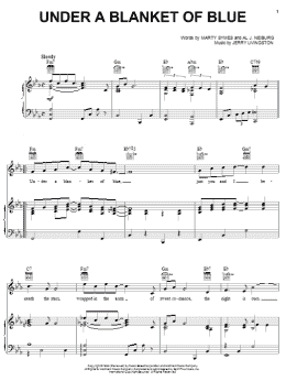 page one of Under A Blanket Of Blue (Piano, Vocal & Guitar Chords (Right-Hand Melody))