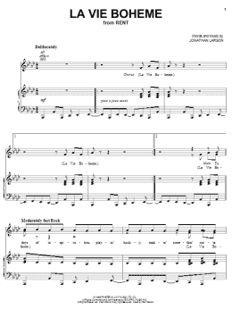page one of La Vie Boheme (Piano, Vocal & Guitar Chords (Right-Hand Melody))