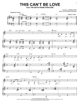 page one of This Can't Be Love (Piano, Vocal & Guitar Chords (Right-Hand Melody))