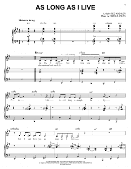 page one of As Long As I Live (Piano, Vocal & Guitar Chords (Right-Hand Melody))