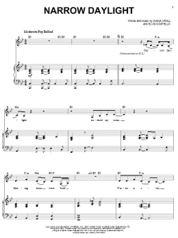 page one of Narrow Daylight (Piano, Vocal & Guitar Chords (Right-Hand Melody))