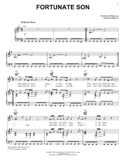 page one of Fortunate Son (Piano, Vocal & Guitar Chords (Right-Hand Melody))