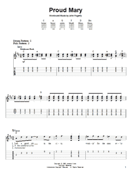 page one of Proud Mary (Easy Guitar Tab)