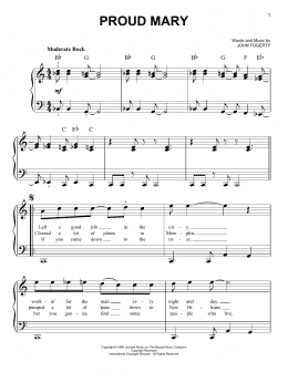 page one of Proud Mary (Very Easy Piano)