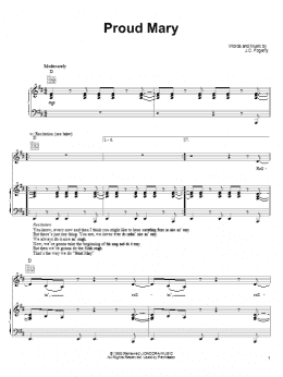 page one of Proud Mary (Piano, Vocal & Guitar Chords (Right-Hand Melody))