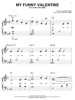 page one of My Funny Valentine (Big Note Piano)