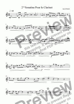 page one of 2me Sonatine pour le Clarinet